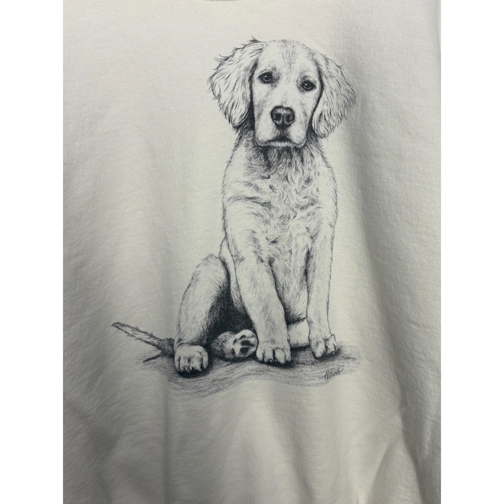 Sweatshirt Mens Cream Graphic Dog Labrador ‎ Crewneck Comfort XL Vintage Hanes